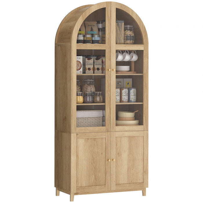 HOMCOM Arched Kitchen Pantry Cabinet, 71\" Tall Kitchen Storage Cabinet