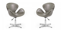 Raspberry Modern Upholstered Swivel Lounge Chair in Pebble Gray - Set of 2 Accent Chair