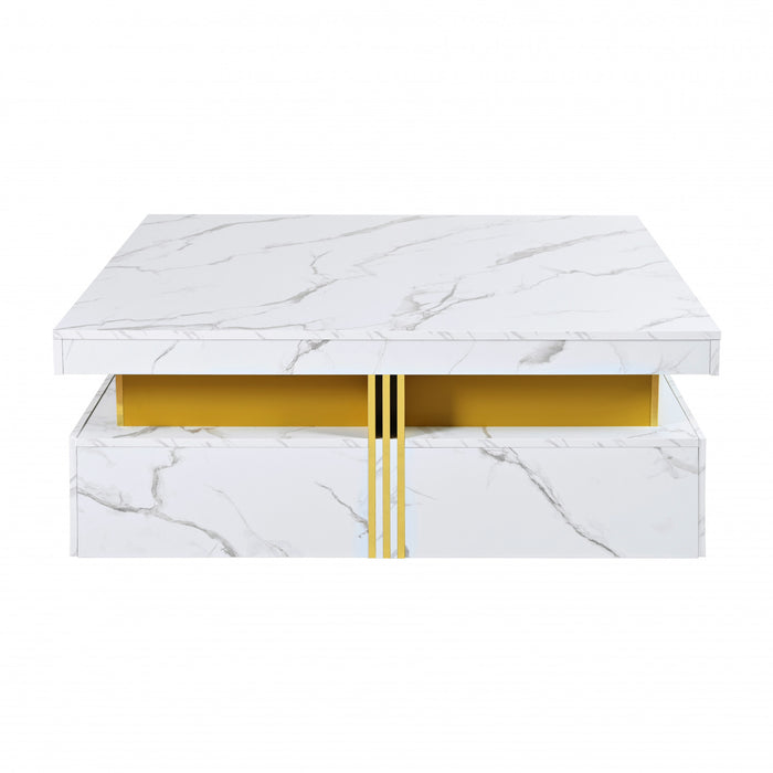 Marcia 43.3\" Square Engineered Wood Coffee Table With Storage Drawers, White