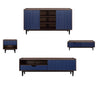 Duane Mid-Century Modern 4-Piece Living Room Set in Navy Blue