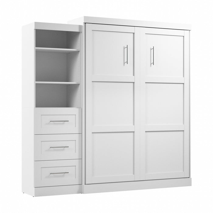 Bestar Pur Queen Murphy Bed and Shelving Unit with Drawers 90-Inch Wall Bed
