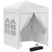 Outsunny 6.7' X 6.7' Pop-up Canopy Tent, Sidewalls, Carry Bag, White