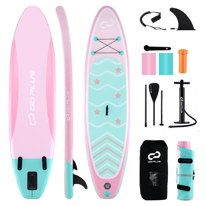 Goplus Small Inflatable Sup Board, Portable Paddle Board With 5d Rings Stand Up Paddle Board For Youth & Adult Light Pink
