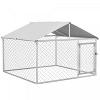 Pawhut Outdoor Dog Kennel Dog Run With Waterproof, Uv Resistant Cover For Small And Medium Sized Dogs, 6.6' X 6.6' X 4.9', Silver