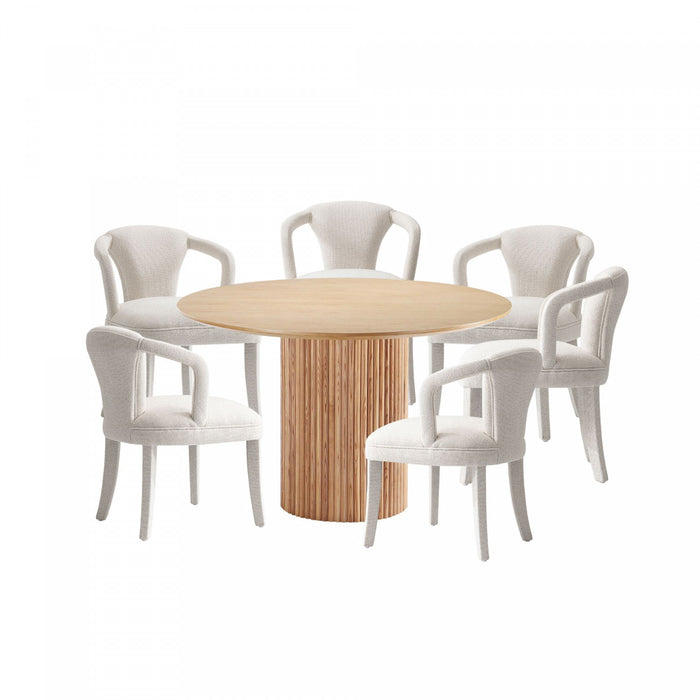 Hathaway and Palmer Modern Industry Chic 7-Piece Dining Set in Silver Lining and Natural Dining Room Set