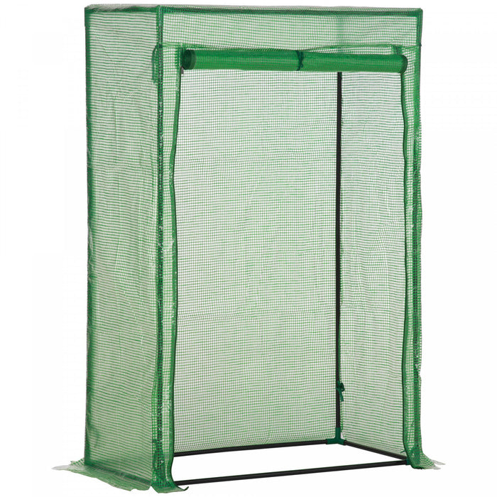 Outsunny 40\"l X 20\"w X 59\"h Walk-in Garden Greenhouse With Steel Frame Outdoor Hot House Tomato Plant Warm House W/ Roll Up Door, Pvc Cover, Green