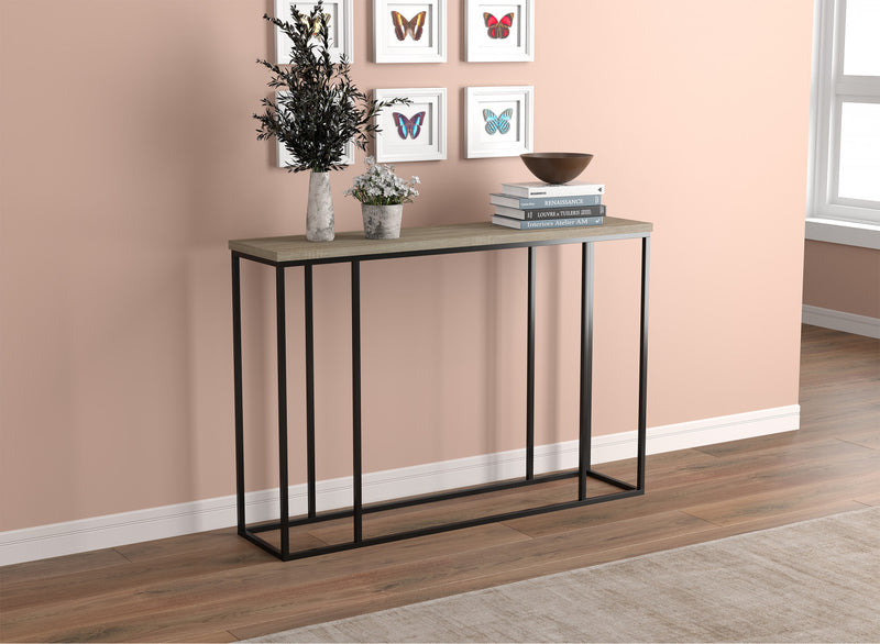 47” Console Table - Dark Taupe With Black Metal