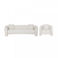 Sylvia Modern Glam 2-Piece Sofa Set in Ivory