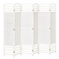 HOMCOM 6-Panel Room Divider Freestanding Folding Screen for Home White