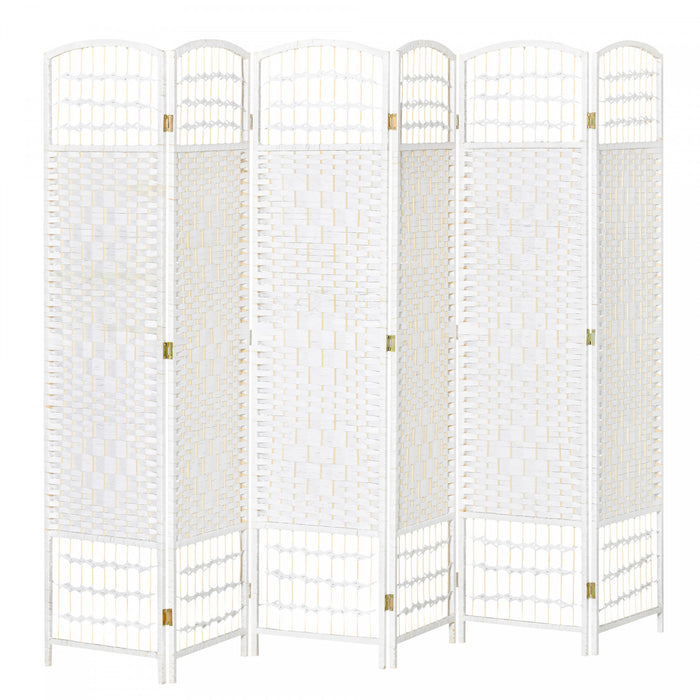 HOMCOM 6-Panel Room Divider Freestanding Folding Screen for Home White