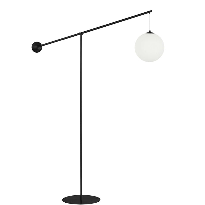 Dainolite Holly 1 Light Floor Lamp 106\" H Matte Black Opal White Glass