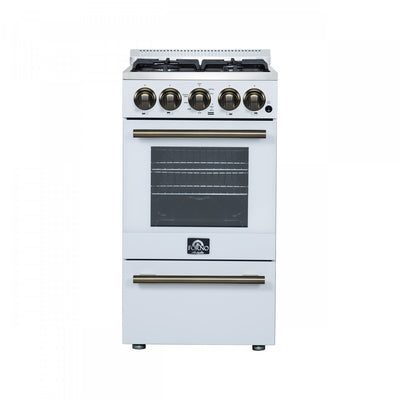 Forno Lamazze 20" Freestanding Gas Range, White, FFSGS6265-20WHT | Cuisiniere a gaz autonome Forno Lamazze de 20 po, blanc,-FFSGS6265-20WHT