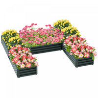 Outsunny 8×8×1ft Raised Garden Bed Kit,5 Pcs Outdoor Metal Planter Box For Vegetables, Flowers, Herb