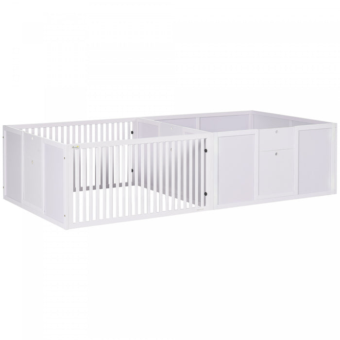 Pawhut Whelping Box For Dogs, 20\"h Puppy Whelping Box With Removable Doors, Dog Birth Supplies & Essentials For Indoor, 81\" X 39\" X 20\", White