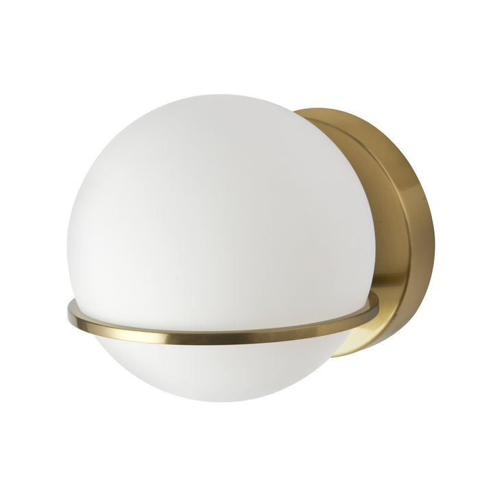 Dainolite Sofia 1 Light Wall Sconce Aged Brass White Opal Glass Lamp