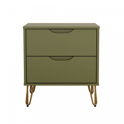 Rockefeller Mid-Century Modern 20" Nightstand in Olive Green (2-Drawer) | Table de nuit Rockefeller Mid-Century Modern 20" en vert olive (2 tiroirs)