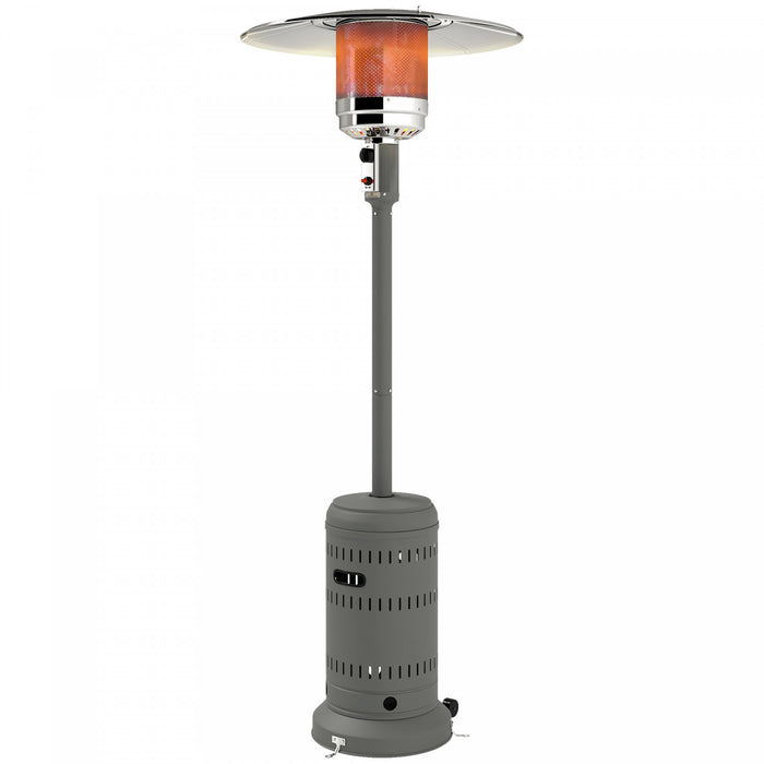Outsunny 48000 BTU Portable Outdoor Propane Heater, Free Standing Adjustable Patio Gas Heater with Tip-over Protection and Wheels for Garden, 32.3\" x 32.3\" x 87.8\", Grey