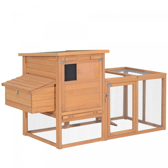Pawhut 2-tier Chicken Coop Wooden Hen House Rabbit Hutch Poultry Cage Pen Outdoor Backyard With Run Ladder