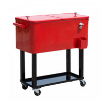 Outsunny 80 Quart Rolling Cooler Cart Portable Patio Ice Beer Beverage
