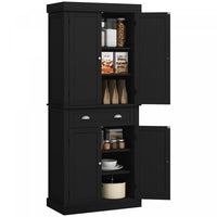 HOMCOM Kitchen Storage Cabinet, Tall Pantry with Drawer Black Wood Grain
