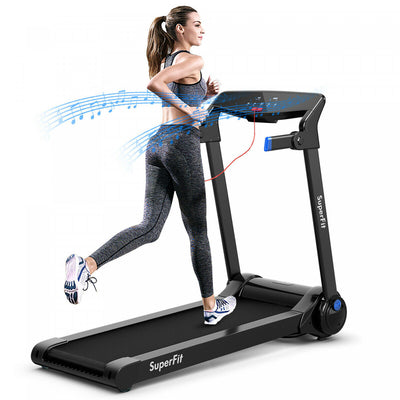 Superfit 3hp Folding Electric Treadmill Running Machine W/ Speaker Blue