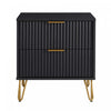 Dumbo Modern 20\" Fluted Nightstand in Black (2-Drawer)