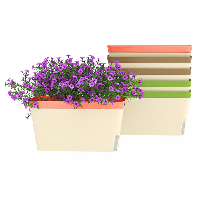 Outsunny 6 Pack Self Watering Planter Box, Outdoor Flower Pots for Herbs