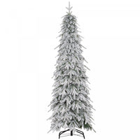 Homcom 6ft Flocked Pencil Christmas Tree With Auto Open, Steel Base