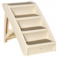 Pawhut 4-level Portable Dog Stairs, Foldable Dog Steps For Small Dogs, Lightweight Cat Steps, With N