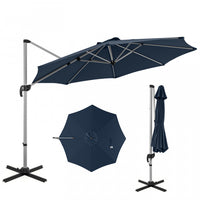 Costway 11 FT Outdoor Patio Umbrella, Round Cantilever Umbrella w/ 360° Rotation Navy