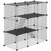 Pawhut Rabbit Cage Small Animal Cage For Chinchillas, Pet Playpen With Doors Ramps, Portable Metal Wire Yard For Cats, Bunnies, 41\" X 18\" X 41\", 31 Panels