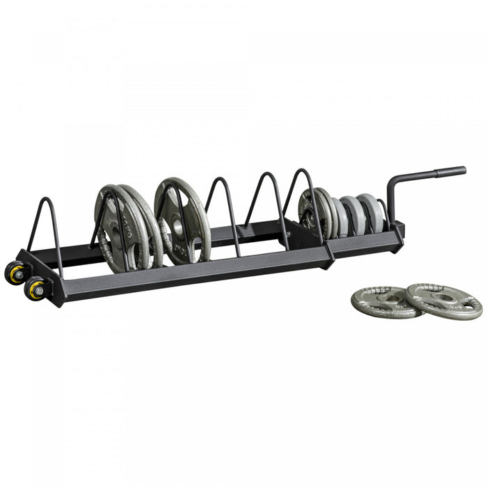 Soozier Horizontal Weight Rack, Weight Plate Rack Holder, Bumper Plate Storage With Transport Wheels And Handle For Home Gym