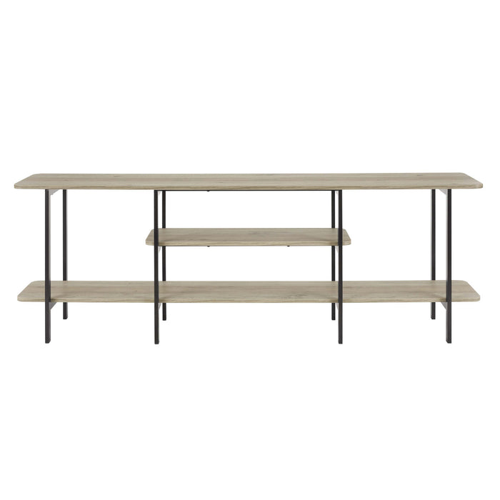 Celine Contemporary Modern 71\" Console Table in Rustic Gray (3-Shelf)