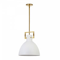 Dainolite Liberty 1 Light Pendant Aged Brass Matte White Metal Shade Lamp