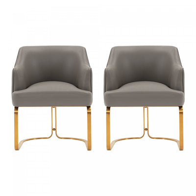 Raya Modern Wood Vegan Leather Dining Chair in Taupe - Set of 2 | Chaise de salle a manger moderne en bois et cuir vegetalien Raya en taupe - Lot de 2