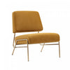 Serenity Contemporary Modern Metal Upholstered Lounge Chair in Mustard | Fauteuil lounge contemporain moderne Serenity en metal et tissu, coloris moutarde