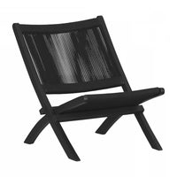 Agave Wood Rope Lounge Chair - Black
