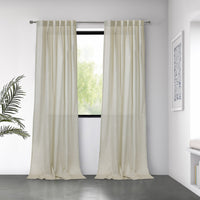 Habitat Bolton Linen Light Filtering Dual Header Curtain Panel - 52 x 95