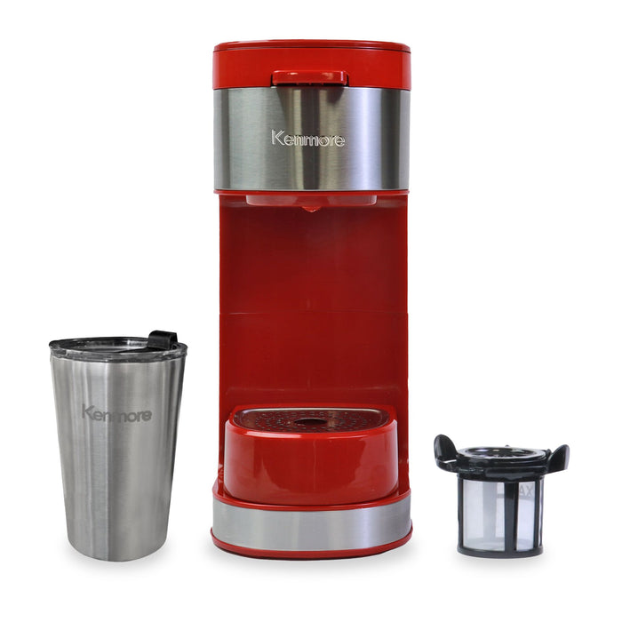 Kenmore Single Serve Coffee Maker with Travel Mug – Red - KKCMKCM-R