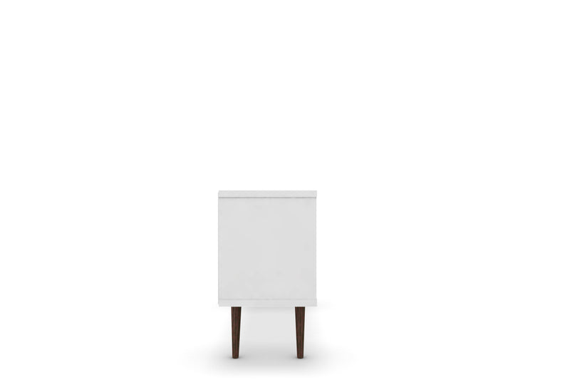 Manhattan Comfort Liberty 53.14\" Mid-Century Modern TV Stand with 5 Shelves & 1 Door - White & Rustic Brown