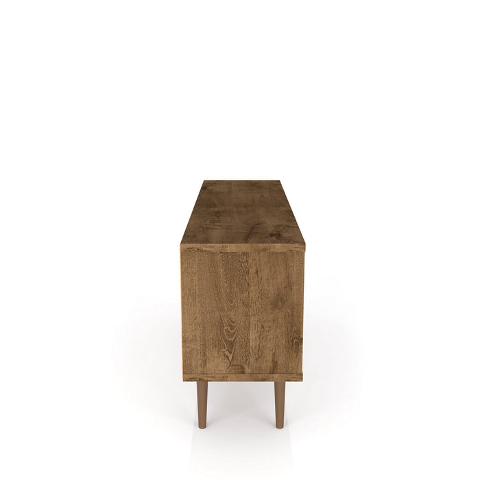 Manhattan Comfort Liberty 53.14\" Mid-Century Modern TV Stand with 5 Shelves & 1 Door - Brown