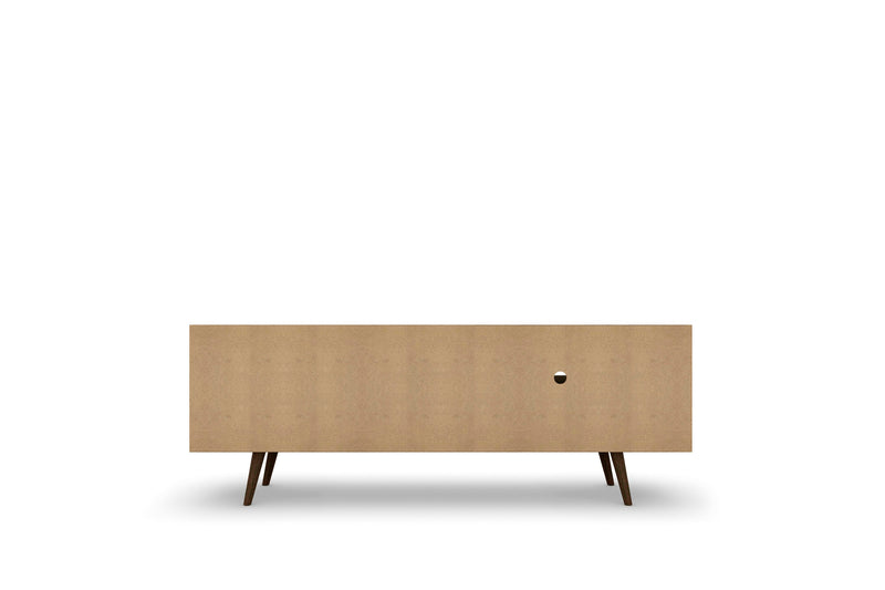 Manhattan Comfort Liberty 62.99\" Mid-Century Modern TV Stand with 3 Shelves & 2 Doors - White & Brown