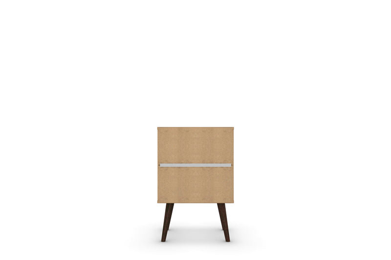 Manhattan Comfort Liberty Mid-Century Modern Nightstand with Cubby Space & Drawer - White