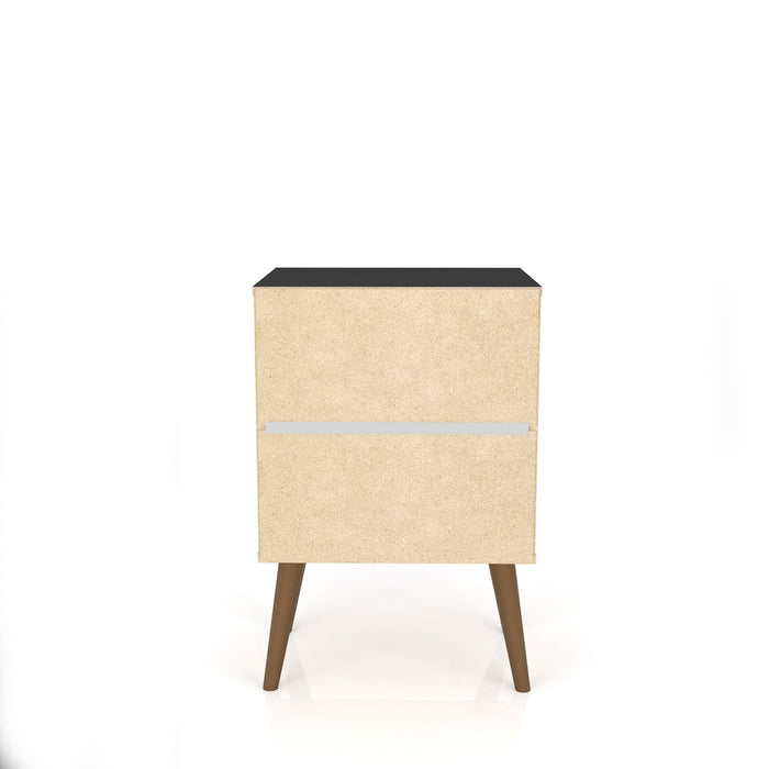 Manhattan Comfort Liberty Mid-Century Modern Nightstand with 1 Cubby Space & Drawer - Black
