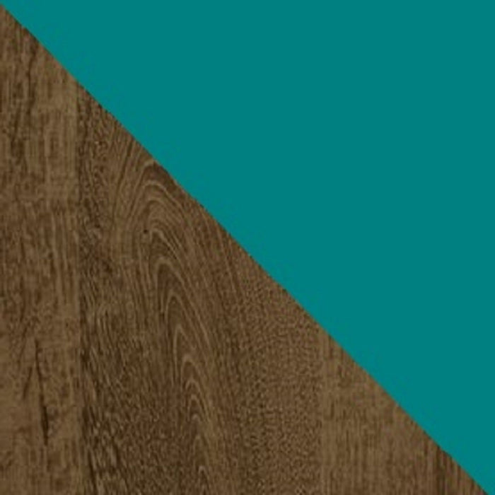 Manhattan Comfort Liberty Mid-Century Modern Nightstand with Cubby Space & Drawer - Rustic Brown & Aqua Blue