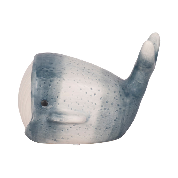 8\" Blue Whale Decor - Blue and White