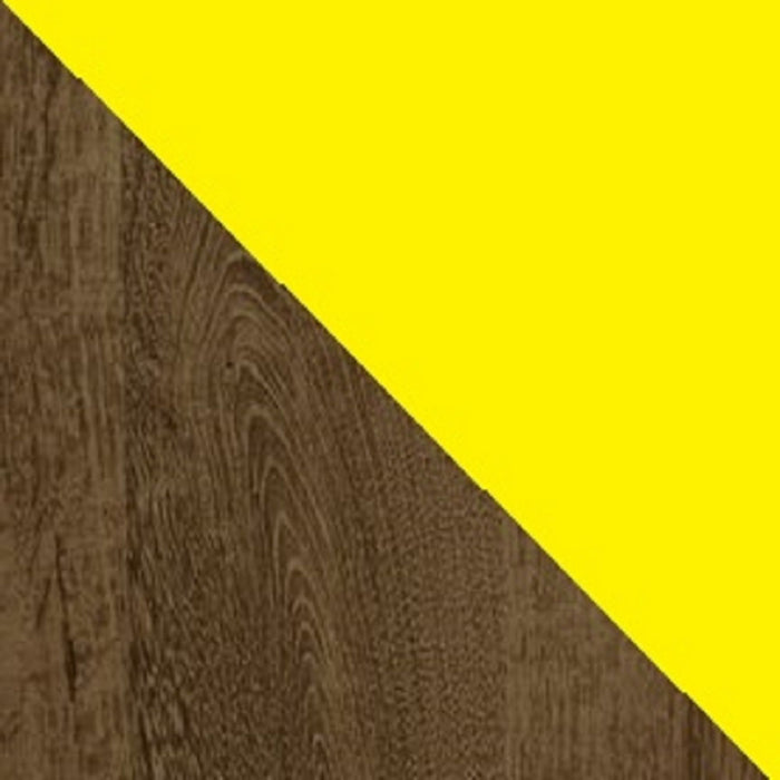 Manhattan Comfort Liberty Mid-Century Modern Nightstand with 2 Full Extension Drawers - Rustic Brown & Yellow