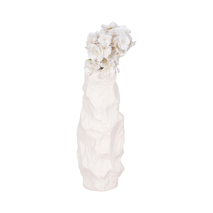 Ceramic 17\" Jagged Textured Vase - White