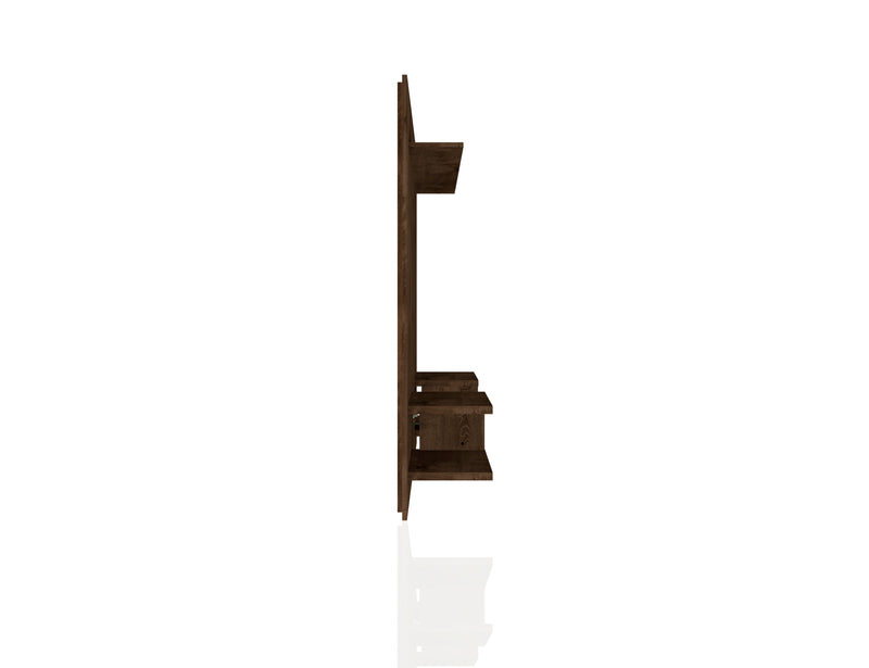 Manhattan Comfort Plaza 64.25\" Modern Floating Wall Entertainment Center with Display Shelves - Rustic Brown