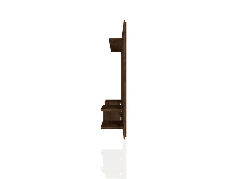 Manhattan Comfort Plaza 64.25\" Modern Floating Wall Entertainment Center with Display Shelves - Rustic Brown